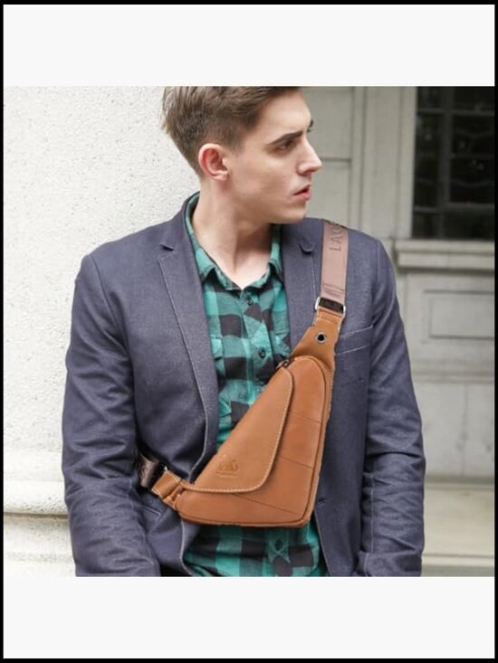 Genuine Leather Crossbody Backpack Casual Daypack Adjustable Straps Multiple main image 5